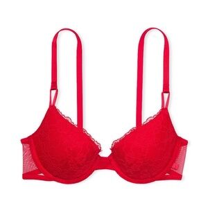 NWT Victorias Secret Sexy Tee Lace Lightly Lined Demi Bra In Red Lace 36 DD